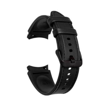 Imagem de Pulseira De Couro + Silicone Compatível com GaIaxy Watch7 - Watch 6 - Watch6 Classic - Watch 5 - Watch5 Pro - Watch 4 - Watch4 Classic (Preto)
