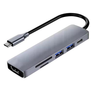 Imagem de Hub USB Tipo C 3.1 Satellite A-HUBC55 com 6 Portas HDMI USB 3.0 SD TF Cinza