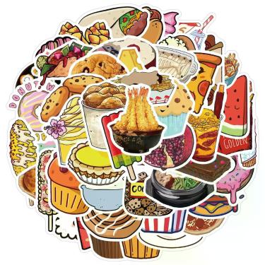 Imagem de Pacote de adesivos Cute Food Cartoon Snack, 50 unidades à prova d'água