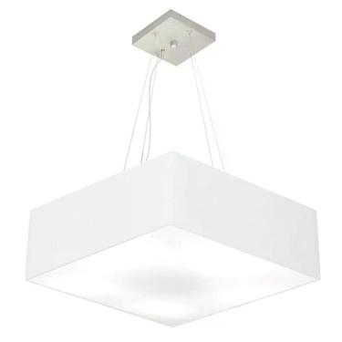 Imagem de Lustre Pendente Quadrado Md-4032 Cúpula Em Tecido 15/50x50cm Branco - Bivolt