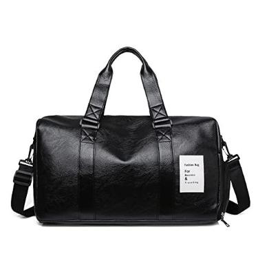 Imagem de Bolsa de ginástica de couro para viagem com compartimento para sapatos, bolsa de viagem à prova d'água moderna bolsa de viagem bolsa de viagem para fim de semana, bolsa esportiva de grande capacidade