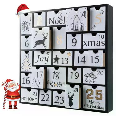 Imagem de Calendário do Advento de Natal em madeira SUNGIFT 2024 com 25 gavetas