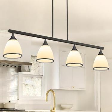 Imagem de OTeedo - Lustres modernos de 4 luzes para sala de jantar, preto