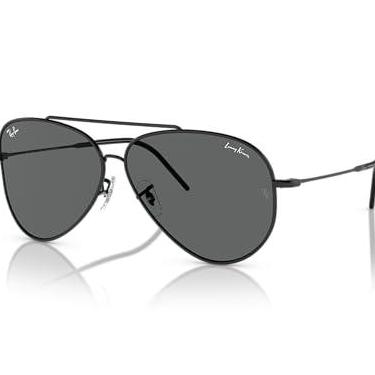 Imagem de Óculos de Sol Ray-Ban Aviator Reverse 0RBR0101S 002/GR Tam 62 / Preto - Lentes Cinza Escuro