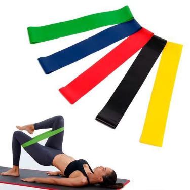 Imagem de Kit 5 Faixas Elásticas Extra Forte Para Treino Muscular