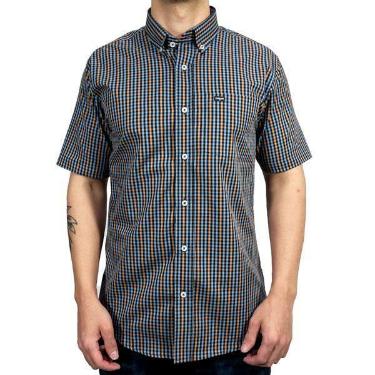 Imagem de Camisa Social Xadrez Masculina Manga Curta Dawson, Azul, Marinho, GG