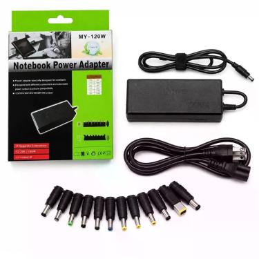 Imagem de Carregador para Notebook 120W Bivolt Automático com Chave Seletora e Kit 8 Plugs para Casa MDM
