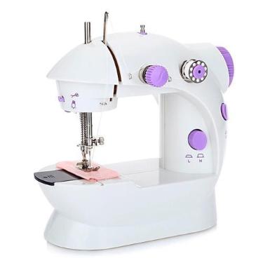 Imagem de Mini Máquina Costura Reta Portátil Cor Branco Voltagem - Guiro