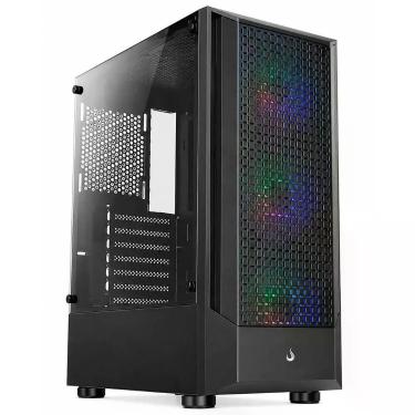 Imagem de Gabinete Gamer Wave Black Mid Tower ATX M-ATX ITX com 3 Fans ARGB Preto Rise Mode RM-WA-FB-ARGB