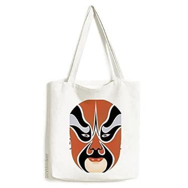 Imagem de Bolsa de lona com cabeça de ópera de Pequim, bolsa de compras casual