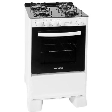 Imagem de Fogão 4 Bocas Suggar Vidro Temperado Cook Glass Branco Bivolt - FGVCG4