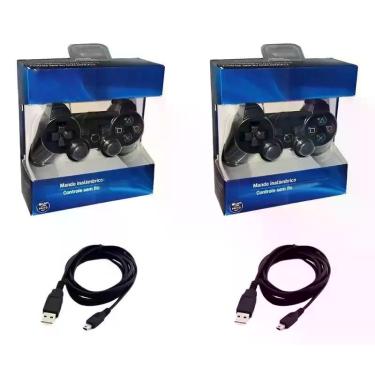 Imagem de Kit 2 Controle DualShock 3 Wireless Ps3 - Preto - MUSIC POWER