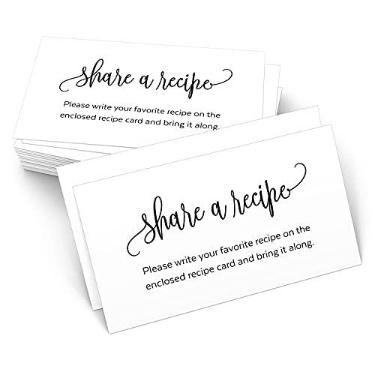 Imagem de 321Done Solicitar um cartão de receita (conjunto de 50) 8,88 cm x 5 cm branco, Script moderno – Cartão de inserção Little Share a Recipe para jogo de chá de panela, lembrança, cartolina pesada, cartões de receita combinando – Feito nos EUA