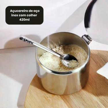 Imagem de Açucareiro Porta Açúcar Inox Premium Design Elegante Moderno Durável C