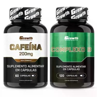 Imagem de Kit Cafeina Pura 200mg 60 Caps + Complexo B 120 Caps Growth