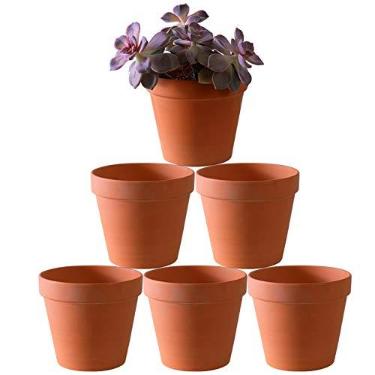 Imagem de YISHANG Vaso grande de terracota, vasos de barro, 15 cm, vasos de cerâmica de barro, vasos de flores de cacto, suculentas, orifício de drenagem - para artesanato de plantas internas/externas