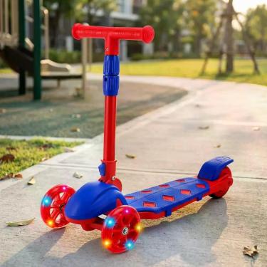 Imagem de Patinete 3 Rodas com Luzes de Led Freio Traseiro Guidão Ajustável Brin