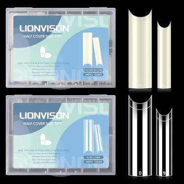Imagem de 480 peças de pontas de unhas extra longas sem curva C GG, 2 pacotes de pontas de unhas naturais e transparentes para unhas de acrílico, conjunto profissional, 12 tamanhos de prensa quadrada cônica reta em pontas de unhas postiças para salão de arte de unhas em casa faça você mesmo