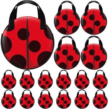 Imagem de Locmeo 28 peças de lembrancinhas de festa de joaninha sacos de presente de aniversário não tecido Lady Bug Candy Bags com alça vermelho preto Bolinhas Goodie Fillers Prêmio de sala de aula para