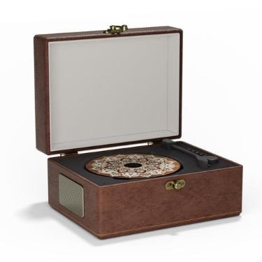 Imagem de Leitor de CD Portátil Yintiny Vintage Bluetooth com Couro Marrom