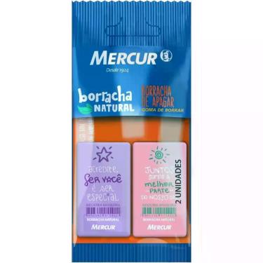Imagem de Borracha Colorida PULL PACK Retangular 1 Lilás / 1 Rosa Blister com 2 