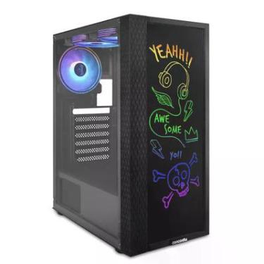 Imagem de Gabinete Gamer Concórdia Creative, Mid Tower, ARGB, Vidro Frontal Para Escrita, 3 Fans