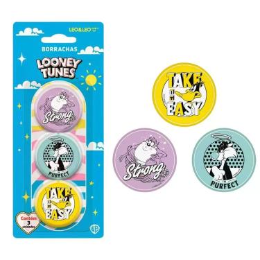 Imagem de Borracha Redonda Looney Tunes Blister Com 3 Und - Leo & Leo