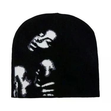 Imagem de Gorro De Lã Tricotado Estampado Y2K Unissex, Acessórios De Moda Hip Ho