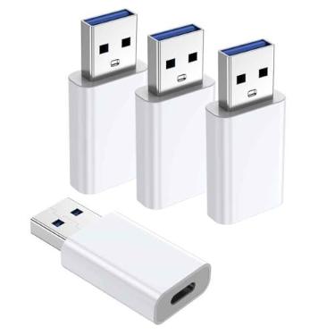 Imagem de Adaptador OTG 【Pacote com 4】 Adaptador USB-C fêmea para USB-A macho USB para adaptador USB C, compatível com iPhone 16 15 14 13 12, carro, Apple MagSafe Watch Mini tomada de parede, iPad, Galaxy