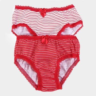 Imagem de Kit Calcinha Infantil Lupo Lobinha Listrada Feminina - 2 Peças