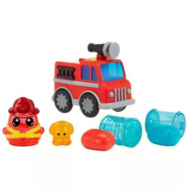 Imagem de Kit Massinha Caminhão de Bombeiros Dohkins Interativo com Ferramenta de Extrusão Massinha Que Não Seca Vermelho