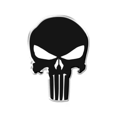 Imagem de Adesivo Decorativo Para Veiculo, Moto, Capacete, Em Relevo Facil Aplicação Justiceiro Preto