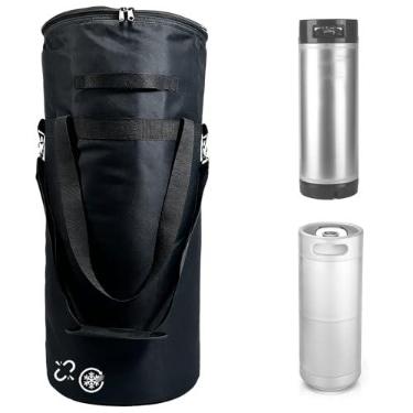 Imagem de Bolsa térmica de barril, refrigerador de fermentação caseira com isolamento de 5 galões, barril de cerveja à prova d'água, Corny Brew (68,5 cm A x 33 D, alça de ombro com 2 alças)