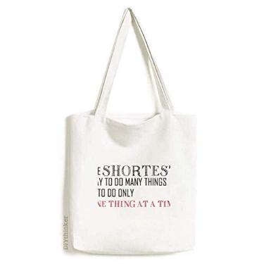 Imagem de Citação Do One Thing A Time Is The Shortcut Sacola de Lona Bolsa de Compras Casual Bolsa de Mão