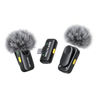 Imagem de Hollyland LARK A1 Mini Duo – Microfone Sem Fio Mini para iPhone 15/16 e Android (2TX + USB-C RX), Microfone Magnético para YouTube, TikTok, Podcast e Vlogs (Preto, sem Case de Carregamento)